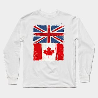 Watercolor British and Canadian Flag Long Sleeve T-Shirt